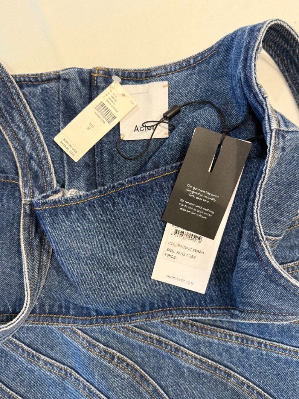 NWT Acler Renhold Denim Mini Dress Size 8 - Picture 4 of 5